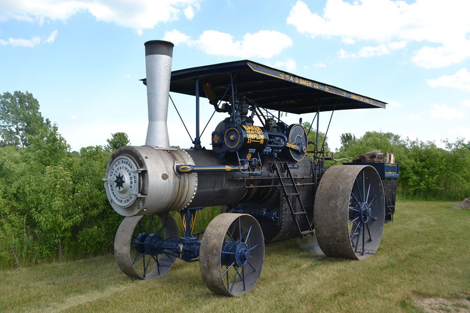 Pinstriped Baker Steam Tractor by Julie Fournier