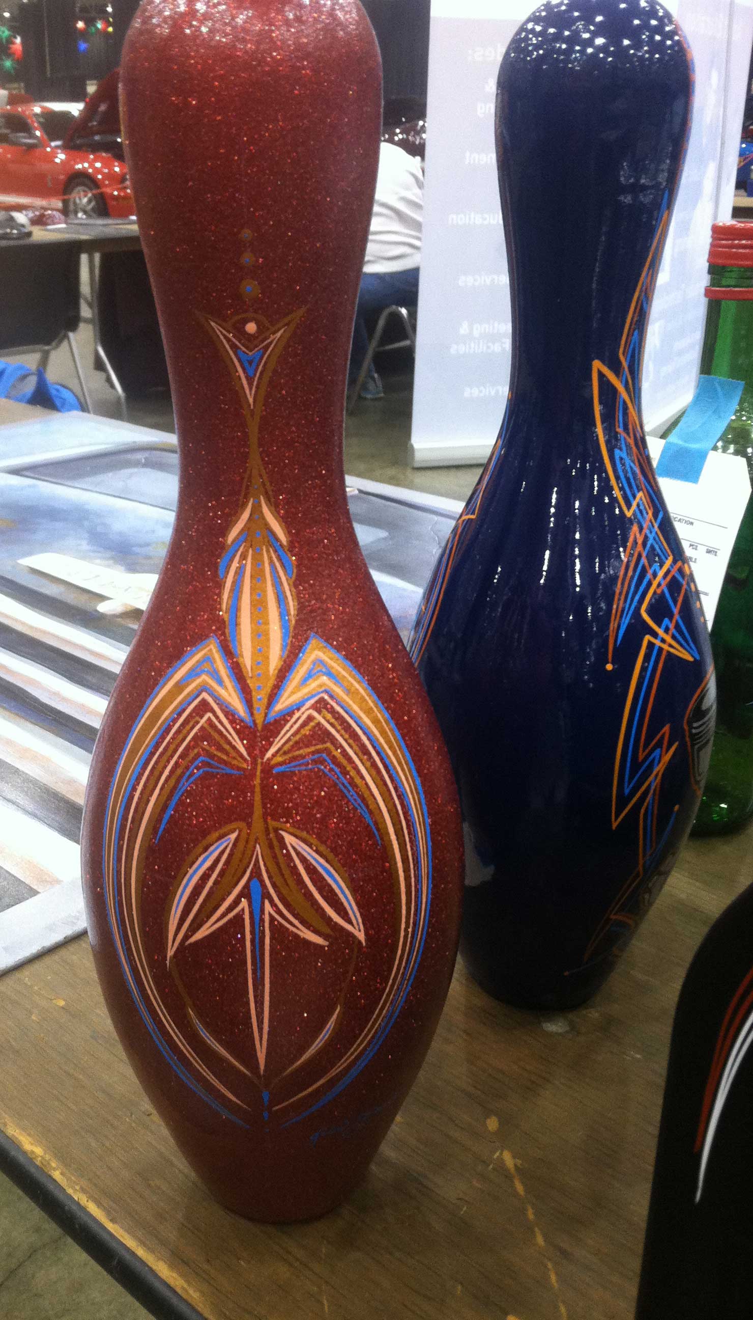 Pinstriped bowling pin by Julie Fournier