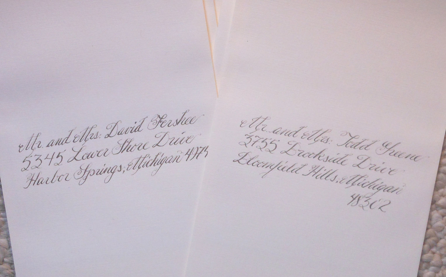 calligraphy on envelopes by Julie Fournier