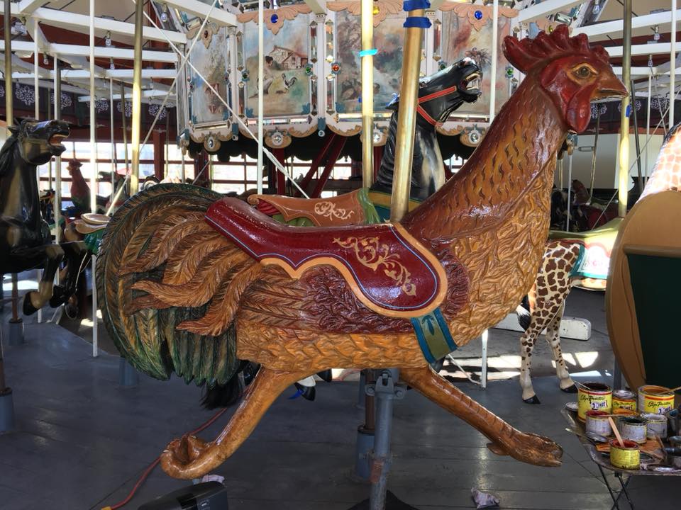 Restored carousel animal, a rooster, from The Henry Ford Museum, Greenfield Village, Dearborn, MI