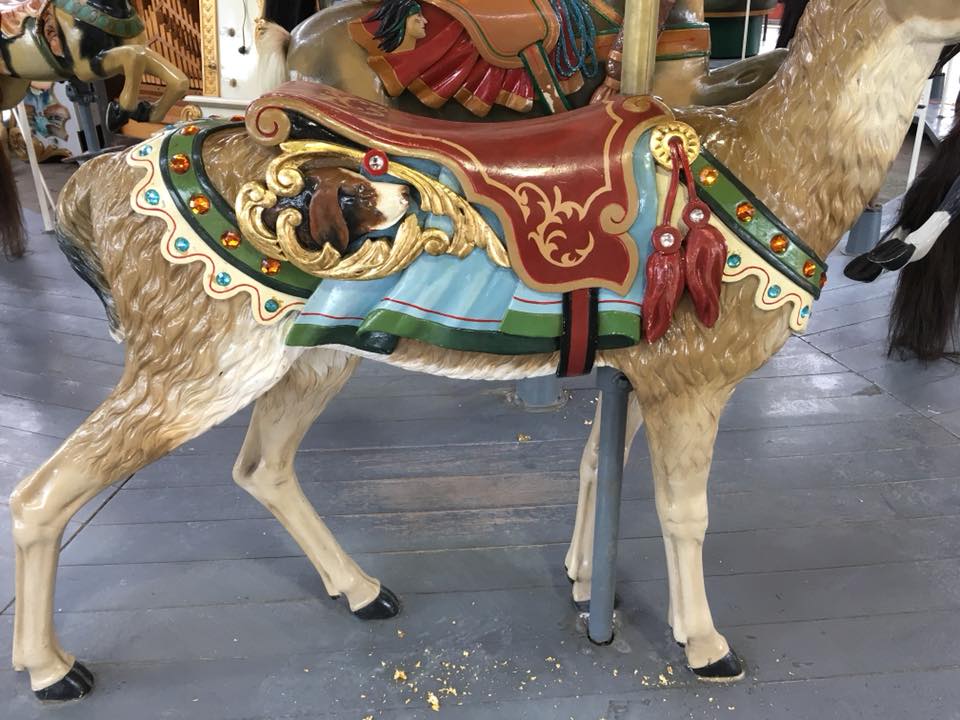 Restored carousel animal, with gold leaf, a reindeer, from The Henry Ford Museum, Greenfield Village, Dearborn, MI