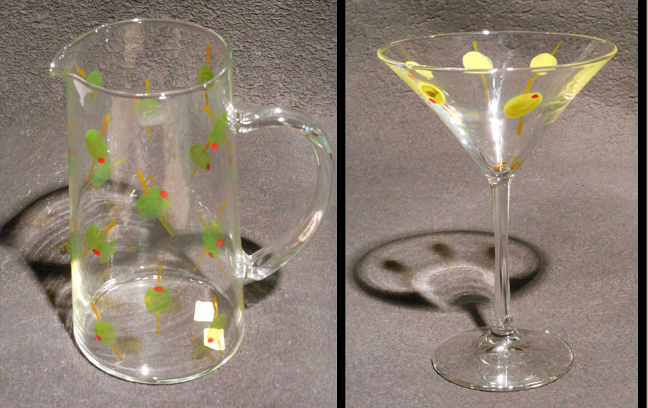 Olives martini glass